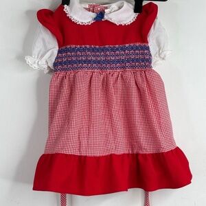VTG 90s Smocked Dress 2T Toddle Time Short Sleeve Collar Cottage Classic Easter